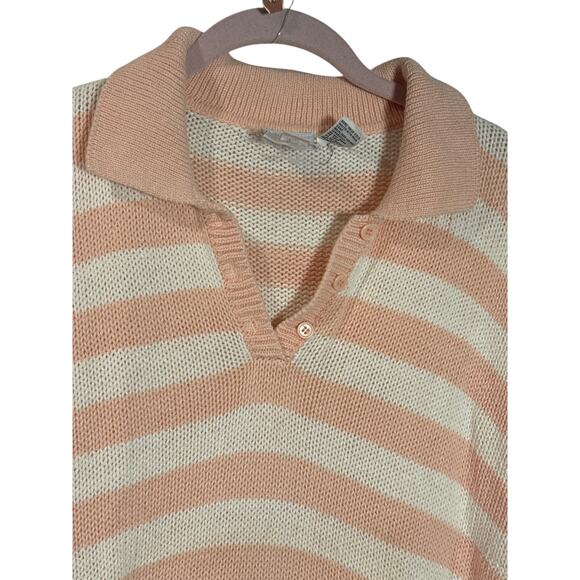 RARE Vintage 1980s Ms Russ 22W Plus Size Pink Peach White Cotton Striped Sweater - Picture 2 of 10